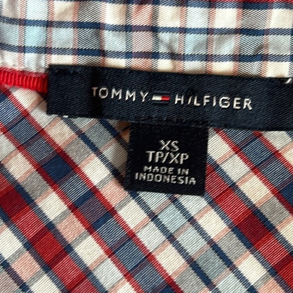 Tommy Hilfiger Red White Blue Plaid 1/2 Zip Pull Over Cotton Blouse Women’s XSTP - Picture 10 of 11